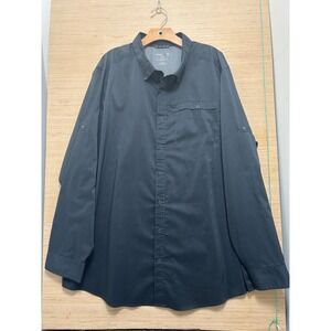 SWISS TECH Men's Long Sleeve Button Front Shirt 3XL 3XG Black Check Performance